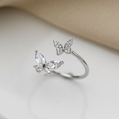 S925 Sterling Silver Plated Butterfly Ring
