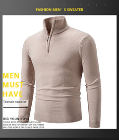 Men's Plus Size Fleece Zip Mock Neck Sweater