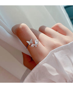 S925 Sterling Silver Plated Butterfly Ring